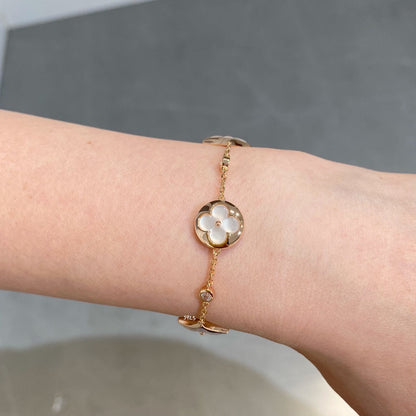 [Royal Top]STAR AND SUN 4 MOTIF WHITE MOP PINK GOLD BRACELET