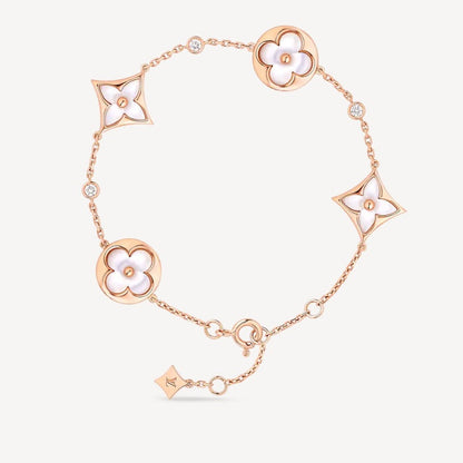 [Royal Top]STAR AND SUN 4 MOTIF WHITE MOP PINK GOLD BRACELET