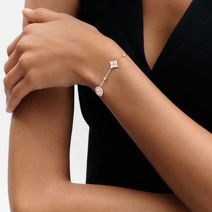 [Royal Top]STAR AND SUN 4 MOTIF WHITE MOP PINK GOLD BRACELET