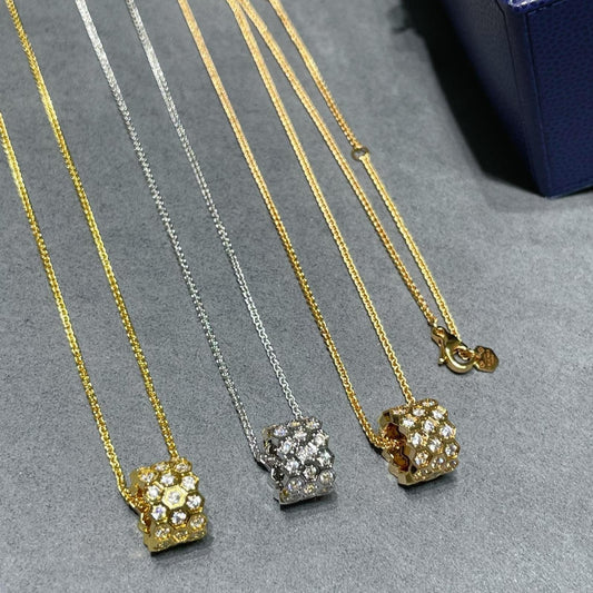 [Royal Top]BEE LOVE DIAMOND PAVED 3 ROW NECKLACE