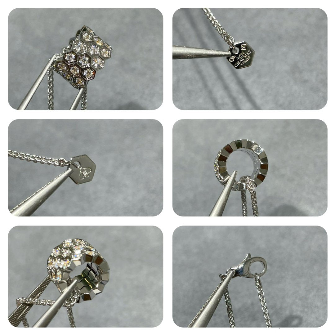 [Royal Top]BEE LOVE DIAMOND PAVED 3 ROW NECKLACE