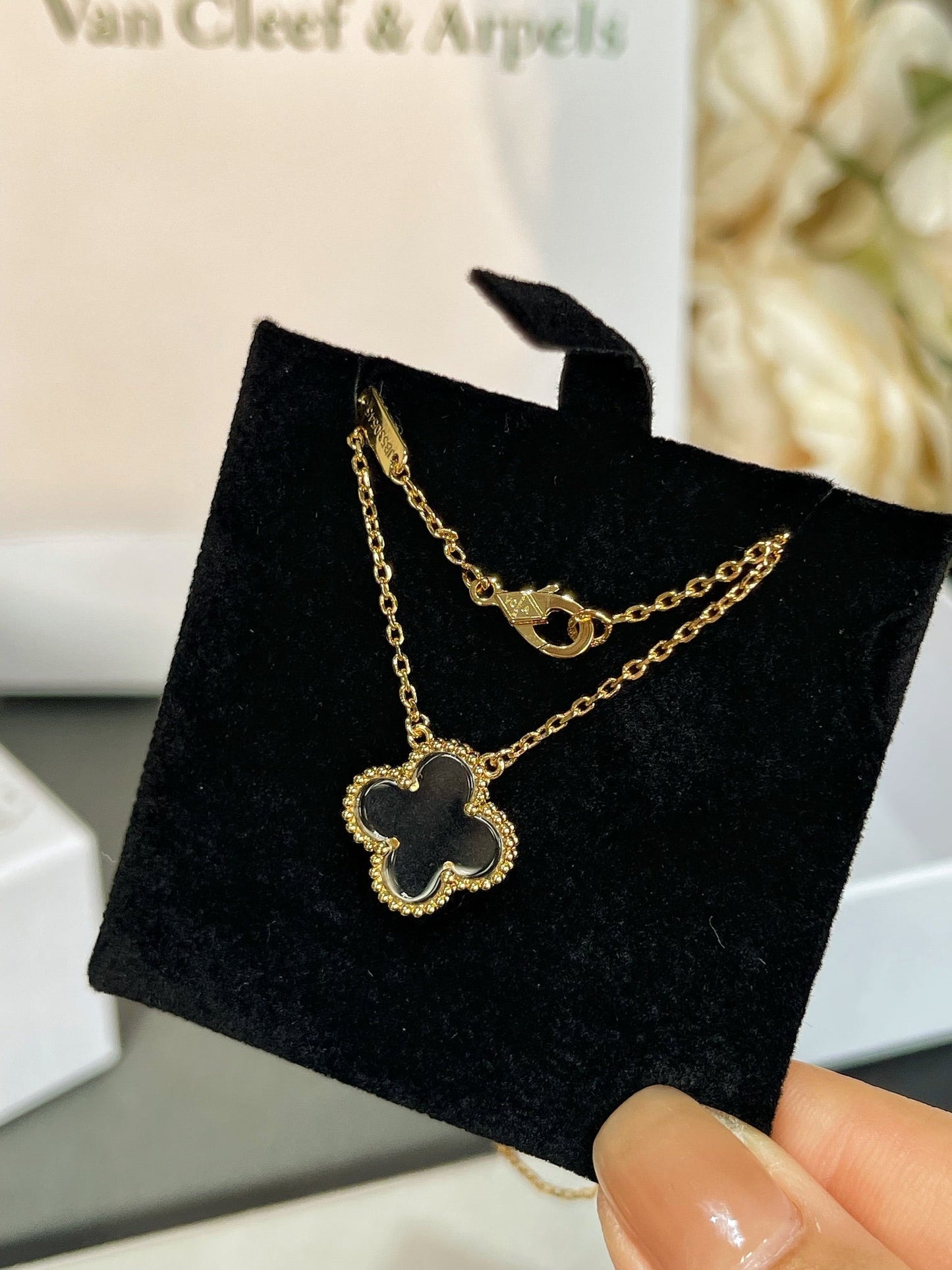 [Royal Top]CLOVER ROCK CRYSTAL ROSE GOLD NECKLACE