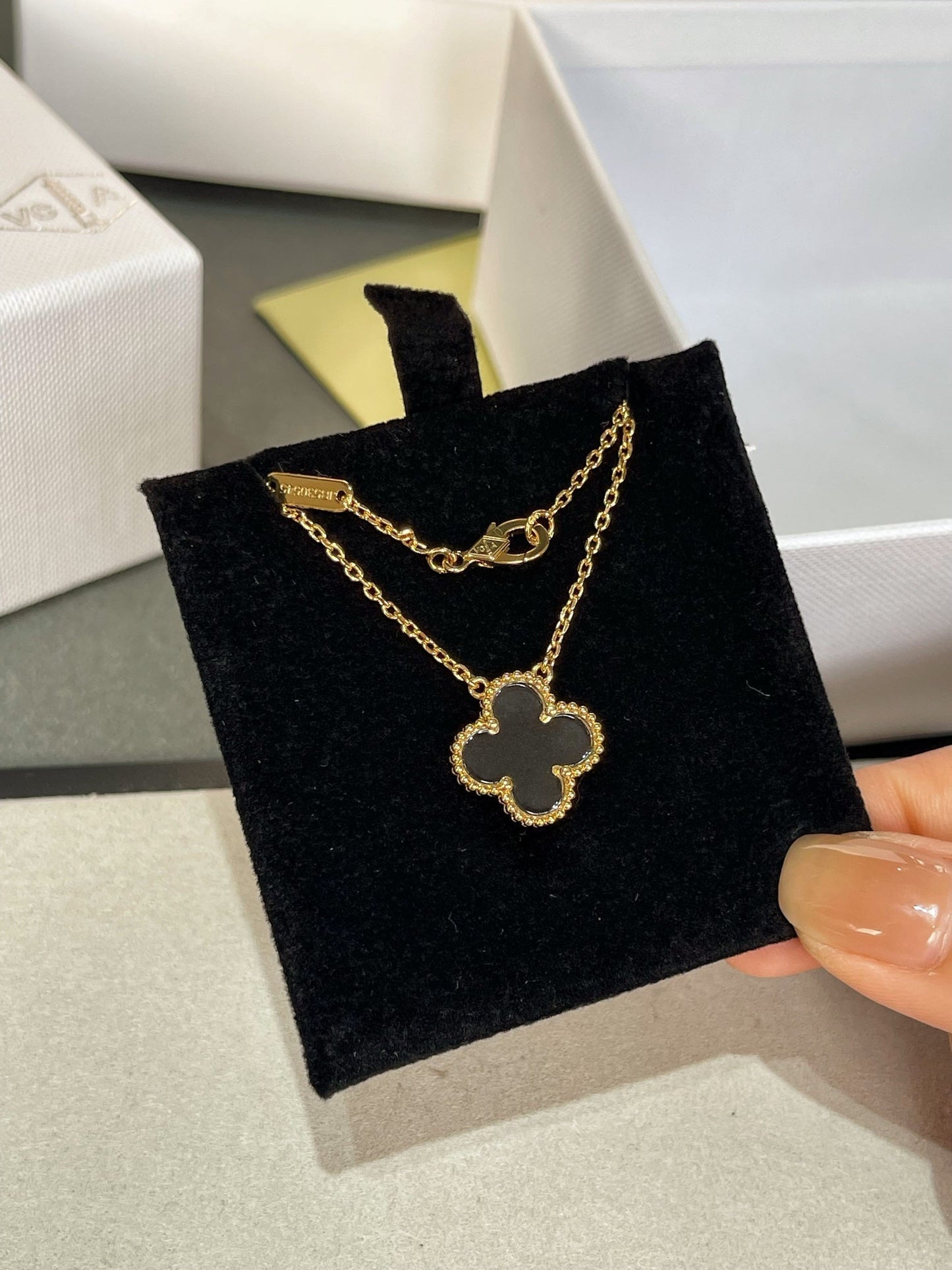 [Royal Top]CLOVER ROCK CRYSTAL ROSE GOLD NECKLACE