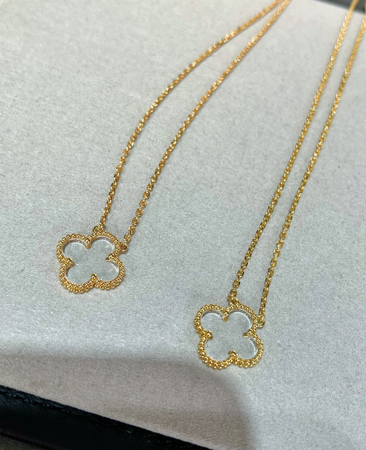 [Royal Top]CLOVER ROCK CRYSTAL ROSE GOLD NECKLACE