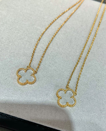 [Royal Top]CLOVER ROCK CRYSTAL ROSE GOLD NECKLACE