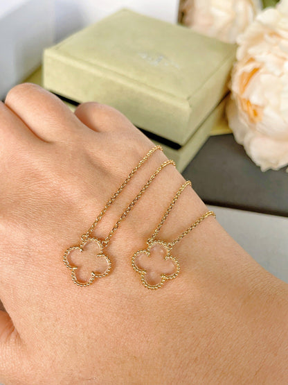 [Royal Top]CLOVER ROCK CRYSTAL ROSE GOLD NECKLACE