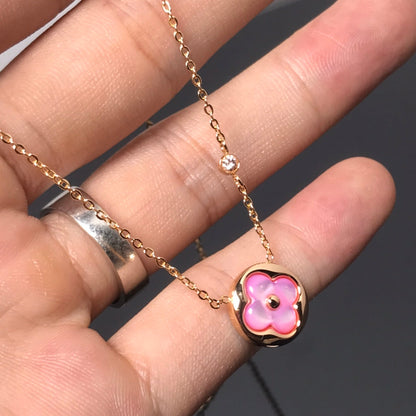 [Royal Top]COLOR BLOSSOM PINK MOP SUN GOLD NECKLACE