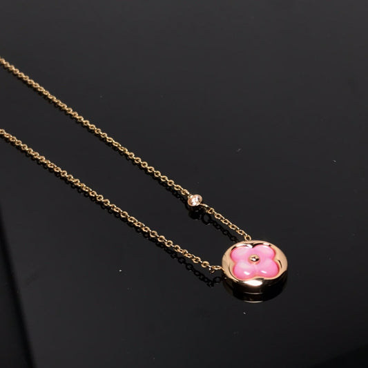 [Royal Top]COLOR BLOSSOM PINK MOP SUN GOLD NECKLACE