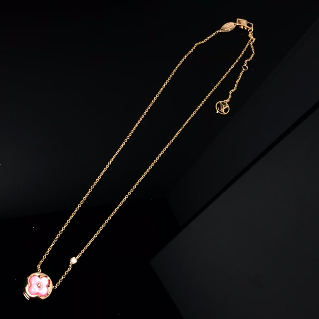 [Royal Top]COLOR BLOSSOM PINK MOP SUN GOLD NECKLACE