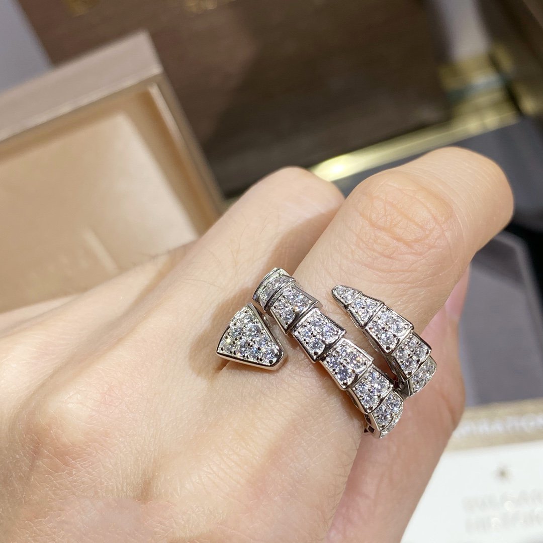 [Royal Top]SERPENTI DOUBLE RING SILVER DIAMOND PAVED