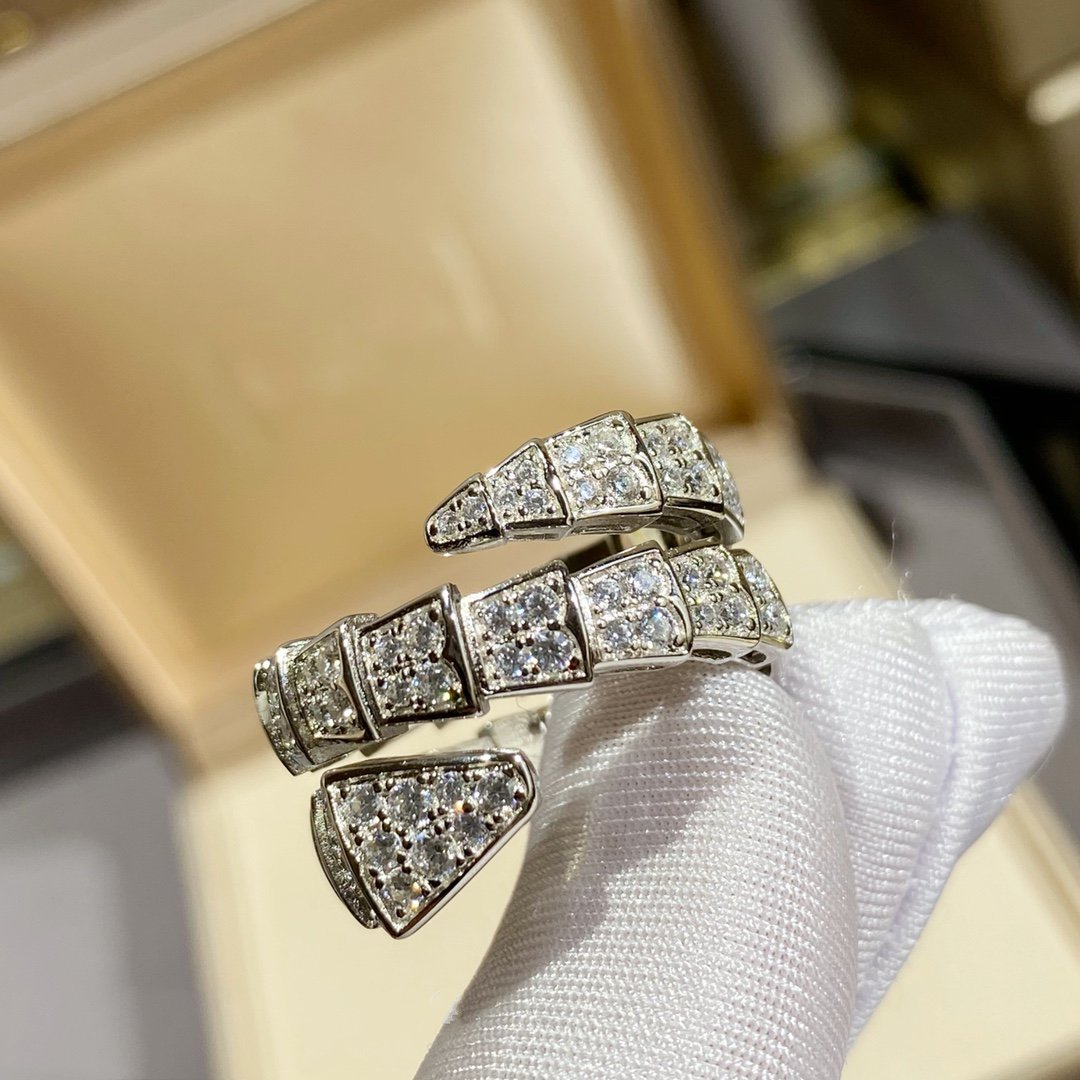[Royal Top]SERPENTI DOUBLE RING SILVER DIAMOND PAVED