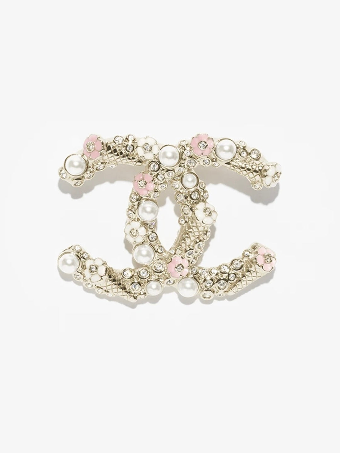 [Royal Top]26C Pink-White Enamel Ice Cream Cone Double C Brooch