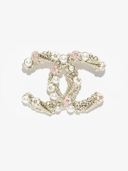 [Royal Top]26C Pink-White Enamel Ice Cream Cone Double C Brooch