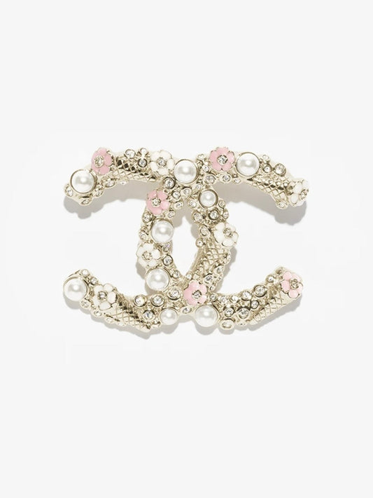 [Royal Top]26C Pink-White Enamel Ice Cream Cone Double C Brooch