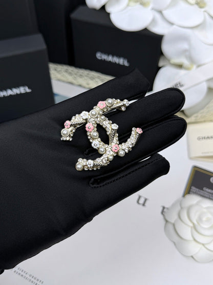 [Royal Top]26C Pink-White Enamel Ice Cream Cone Double C Brooch