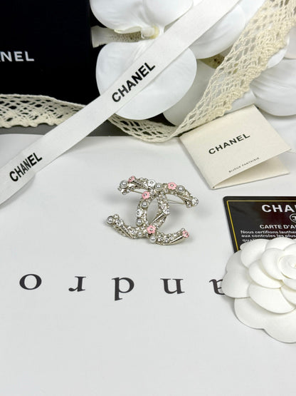 [Royal Top]26C Pink-White Enamel Ice Cream Cone Double C Brooch