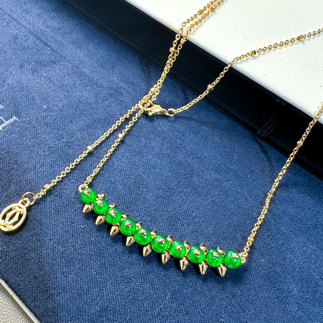[Royal Top]New Arrival: Green Bead Rivet Necklace