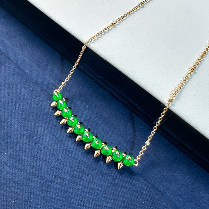 [Royal Top]New Arrival: Green Bead Rivet Necklace