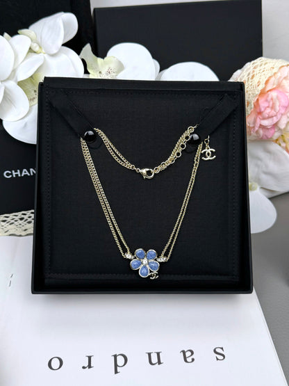 [Royal Top]New Blue Floral Double-Layer Necklace