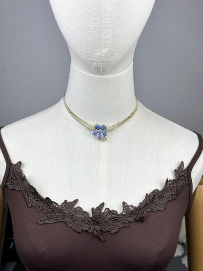 [Royal Top]New Blue Floral Double-Layer Necklace