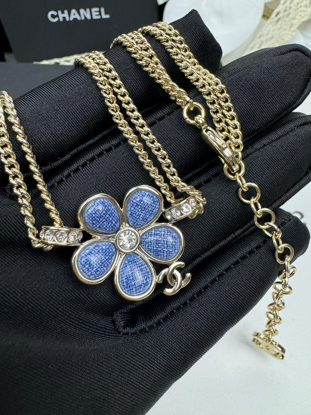 [Royal Top]New Blue Floral Double-Layer Necklace