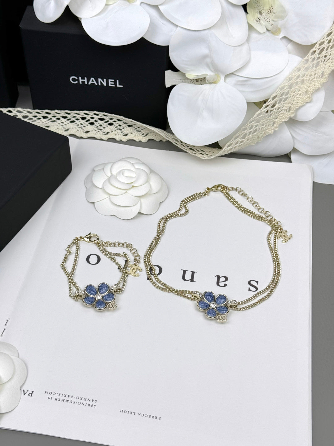 [Royal Top]VOLTE New Blue Floral Double-Layer Bracelet