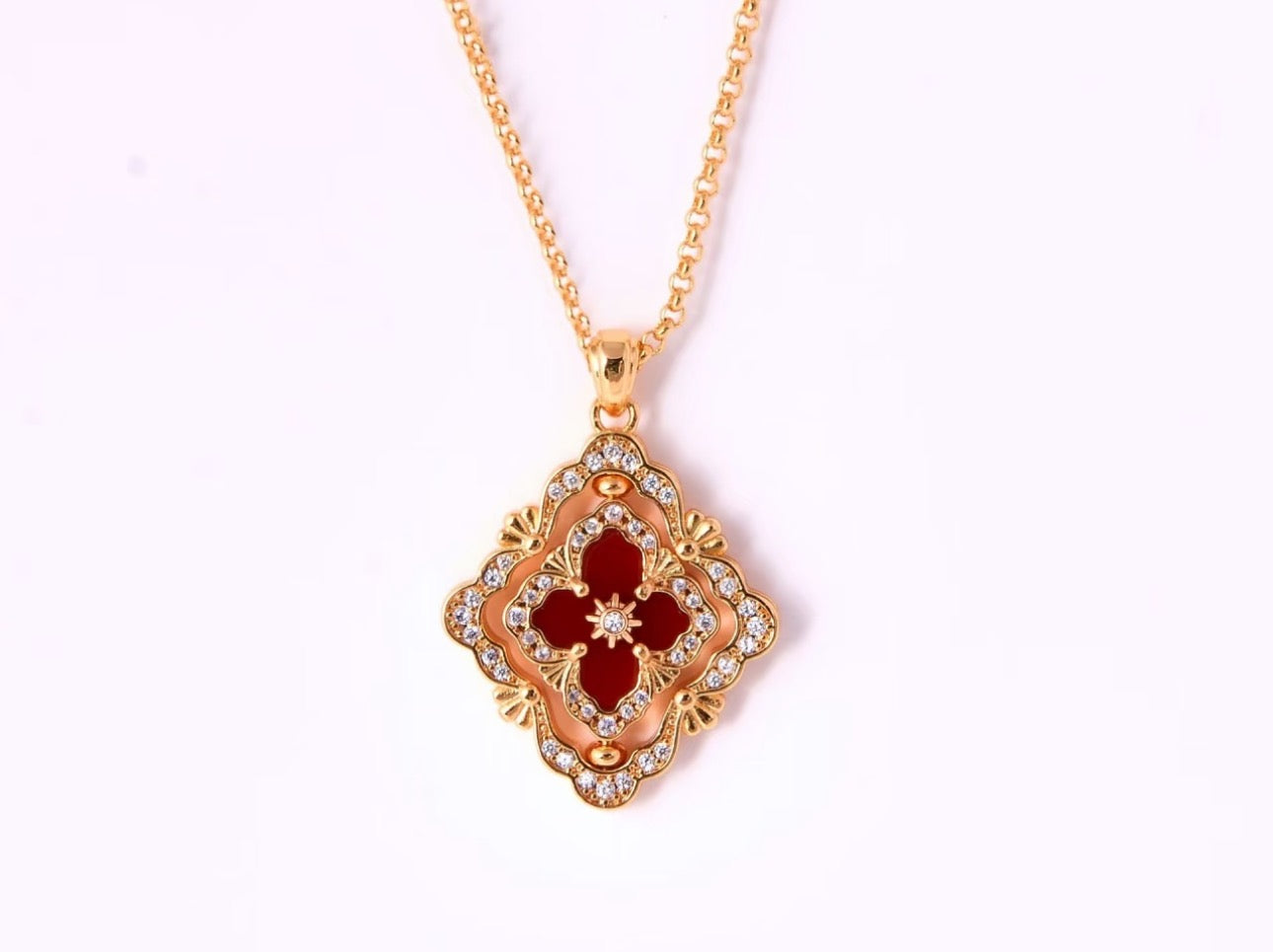 [Royal Top] B.C.L ENAMEL ROTATING SINGLE-DIAMOND NECKLACE（Various colors）