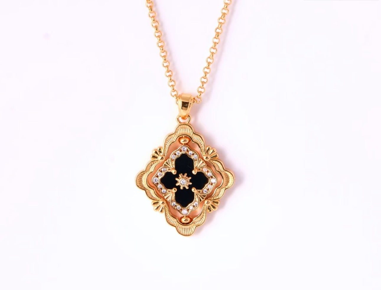 [Royal Top] B.C.L ENAMEL ROTATING SINGLE-DIAMOND NECKLACE（Various colors）