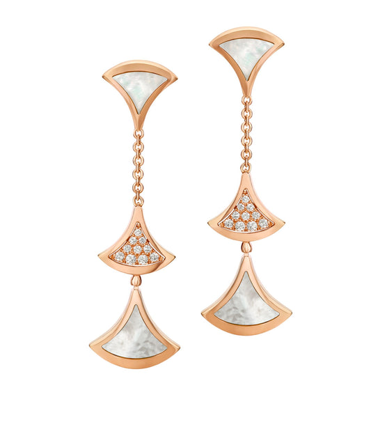 [Royal Top]DREAM EARRINGS 3 MOTIFS DIAMOND MOP PINK GOLD