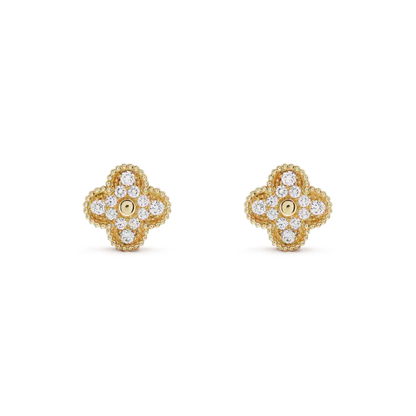 [Royal Top]CLOVER MEDIUM 1 MOTIFS FUll DIAMOND EARRINGS