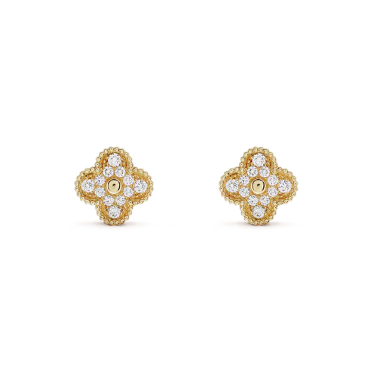 [Royal Top]CLOVER MEDIUM 1 MOTIFS FUll DIAMOND EARRINGS
