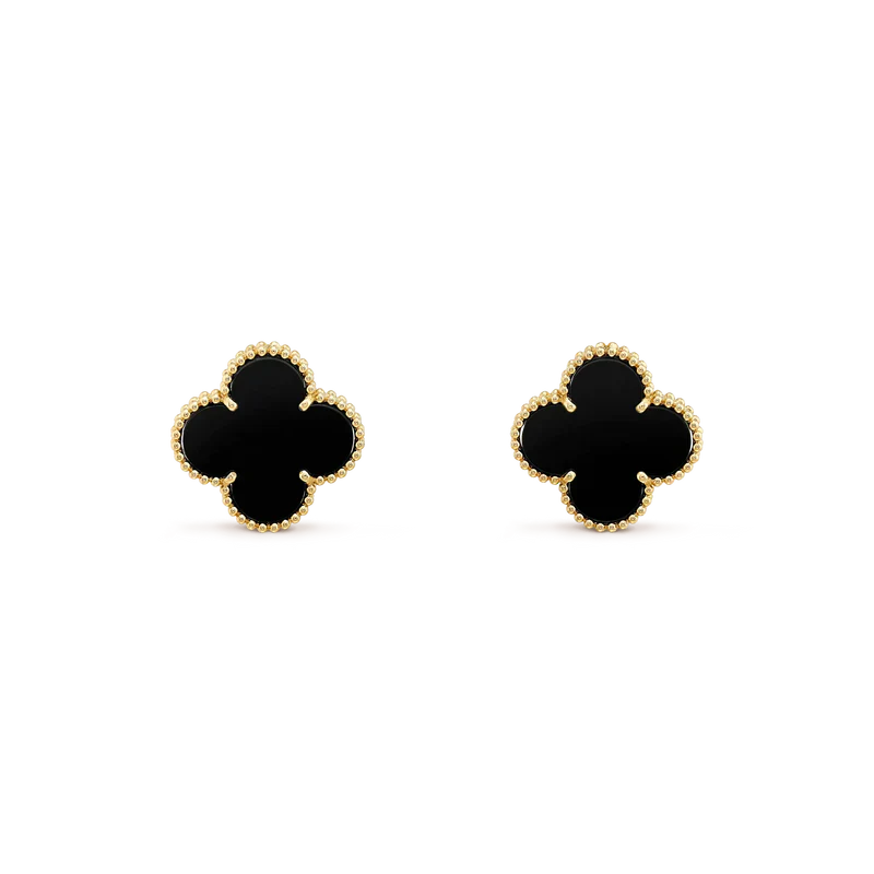 [Royal Top]CLOVER MEDIUM 1 MOTIFS  ONYX STUD EARRINGS