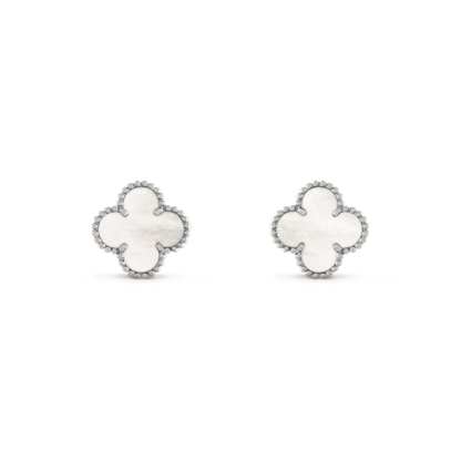[Royal Top]CLOVER MEDIUM 1 MOTIFS  WHITE MOP EARRINGS SILVER