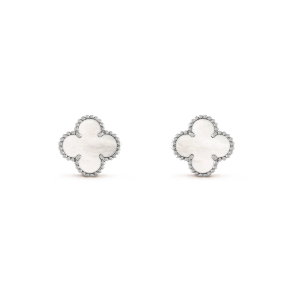 [Royal Top]CLOVER MEDIUM 1 MOTIFS  WHITE MOP EARRINGS SILVER
