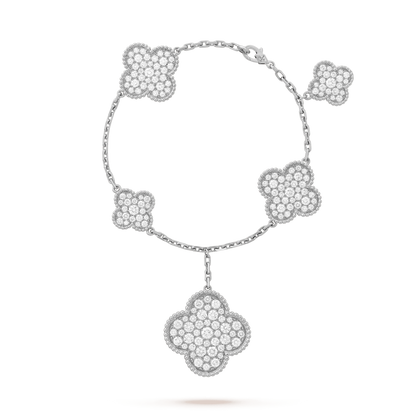 [Royal Top]CLOVER 6 MOTIFS SILVER DIAMOND BRACELET
