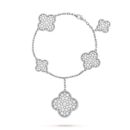 [Royal Top]CLOVER 6 MOTIFS SILVER DIAMOND BRACELET
