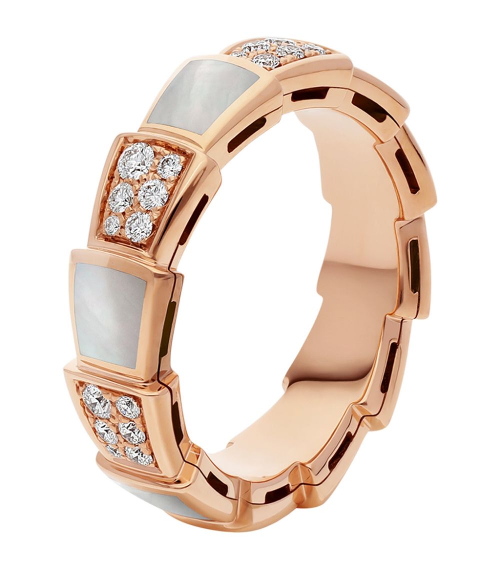 [Royal Top]SERPENTI RING PINK GOLD MOP DIAMOND PAVED 4MM