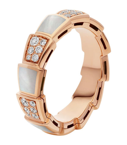 [Royal Top]SERPENTI RING PINK GOLD MOP DIAMOND PAVED 4MM