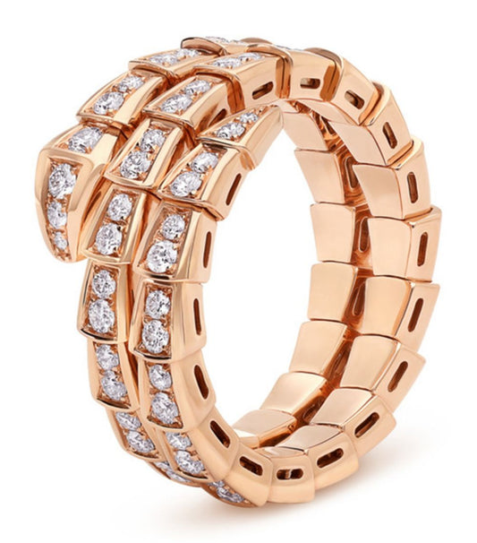 [Royal Top]SERPENTI RING PINK GOLD DIAMOND DOUBLE ROW