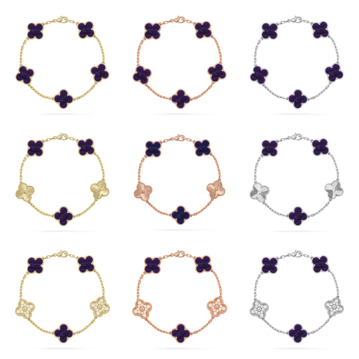 [Royal Top]CLOVER 5 MOTIF PURPLE STRIPES BRACELET COLLECTION