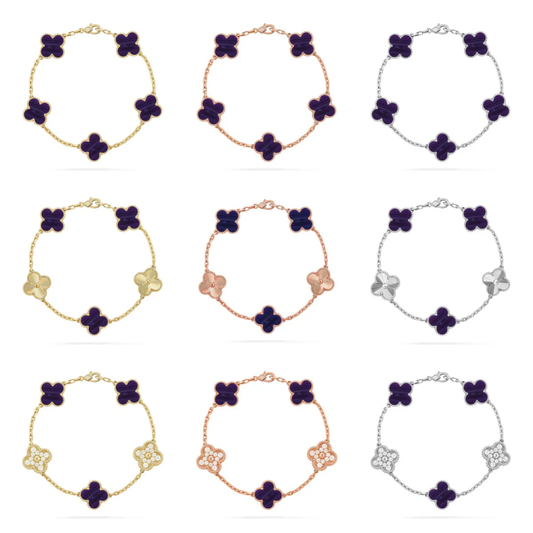 [Royal Top]CLOVER 5 MOTIF PURPLE STRIPES BRACELET COLLECTION