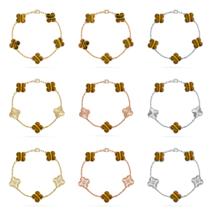 [Royal Top] CLOVER 5 MOTIFS TIGER EYE BRACELET COLLECTION