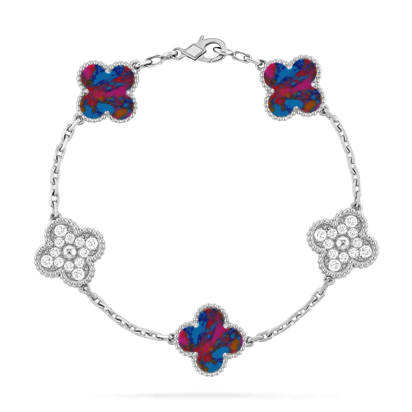 [Royal Top]CLOVER 5 MOTIF COLOR GEMSTONES BRACELET COLLECTION