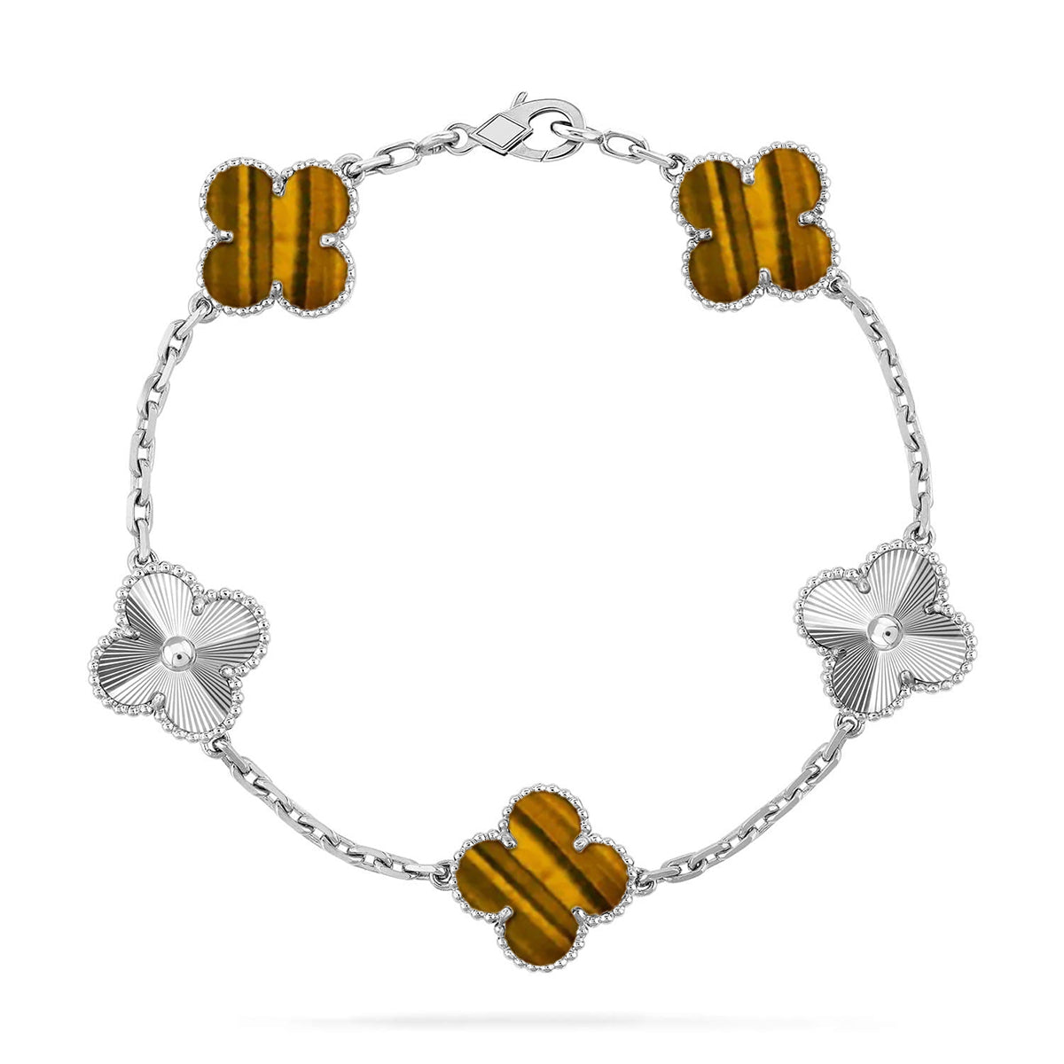 [Royal Top] CLOVER 5 MOTIFS TIGER EYE BRACELET COLLECTION