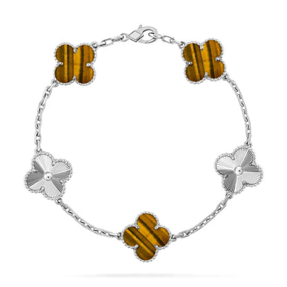 [Royal Top] CLOVER 5 MOTIFS TIGER EYE BRACELET COLLECTION