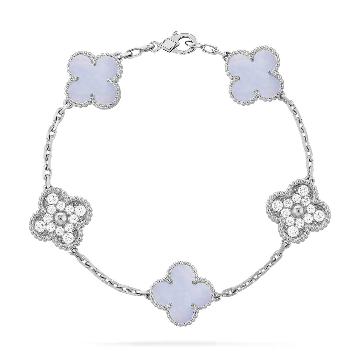[Royal Top] CLOVER 5 MOTIF PURPLE CHALCEDONY BRACELET COLLECTION