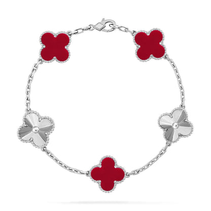 [Royal Top] CLOVER 5 MOTIF RED CORNELIAN BRACELET COLLECTION