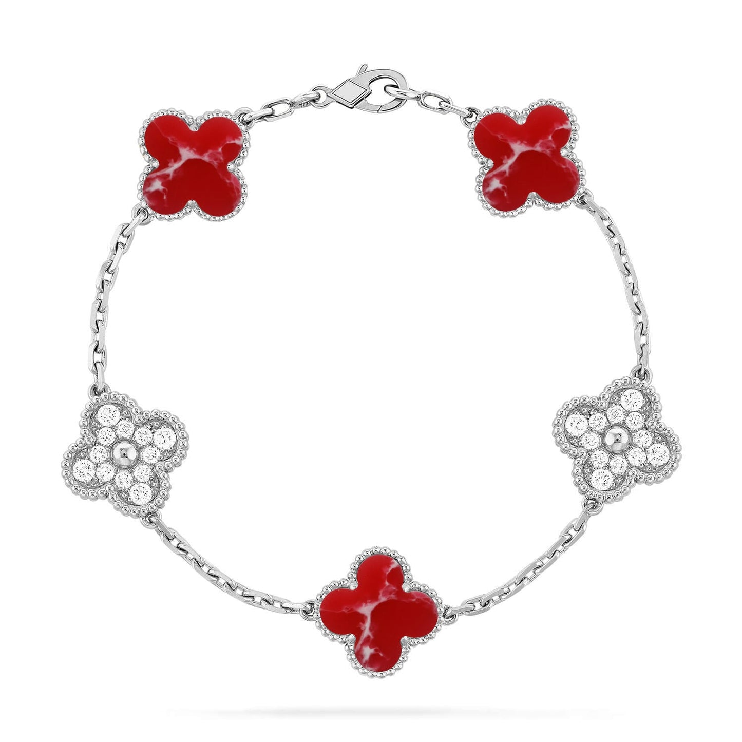 [Royal Top]CLOVER 5 MOTIF RED PATTERN BRACELET COLLECTION