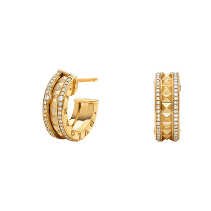 [Royal Top]ZERO 1 ROCK GOLD EARRINGS WITH STUDDED SPIRAL AND PAVED DIAMONDS