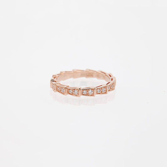 [Royal Top]SERPENTI RING PINK GOLD DIAMOND PAVED 3MM